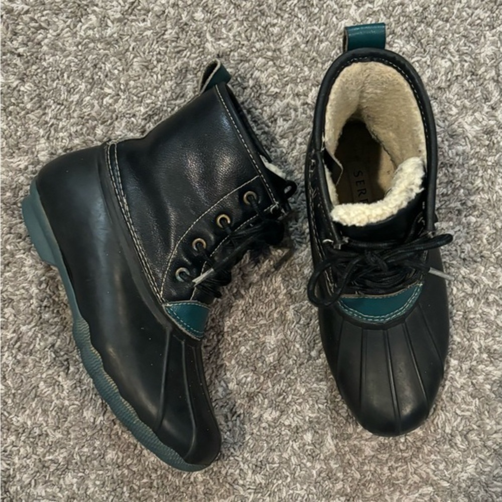 Serra Black & Green Rain / Duck Boots Women’s Size 7